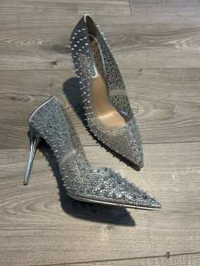 Steve Madden Studded Spike Metallic Clear Stiletto Heel Pumps Size 9.5